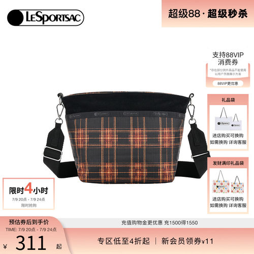 LeSportsac格子呢灯芯绒斜挎包