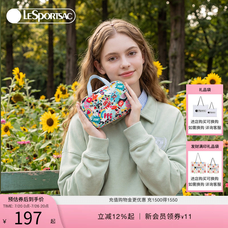 LeSportsac乐播诗新款飞天小女警&trade;系列满印可爱休闲出行手拿包女