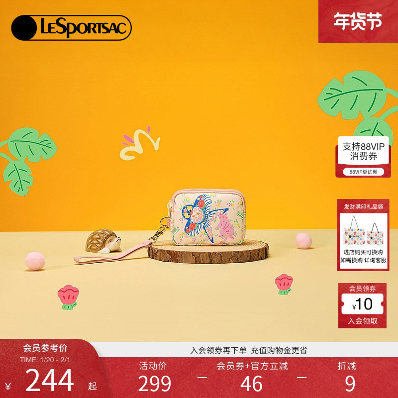 LeSportsac乐播诗春季新款菜菜篮子系列可爱猫咪手拿包零钱包,箱包皮具/热销女包/男包,手拿包,淘宝优惠券,粉丝福利购,淘宝优惠卷