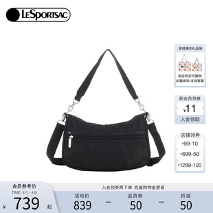 LeSportsac乐播诗CLASSIC系列质感黑色提花高级优雅腋下包斜挎包