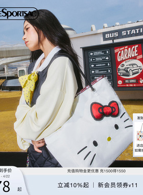 LeSportsac乐播诗HelloKitty系列白色凯蒂猫大容量通勤单肩托特包