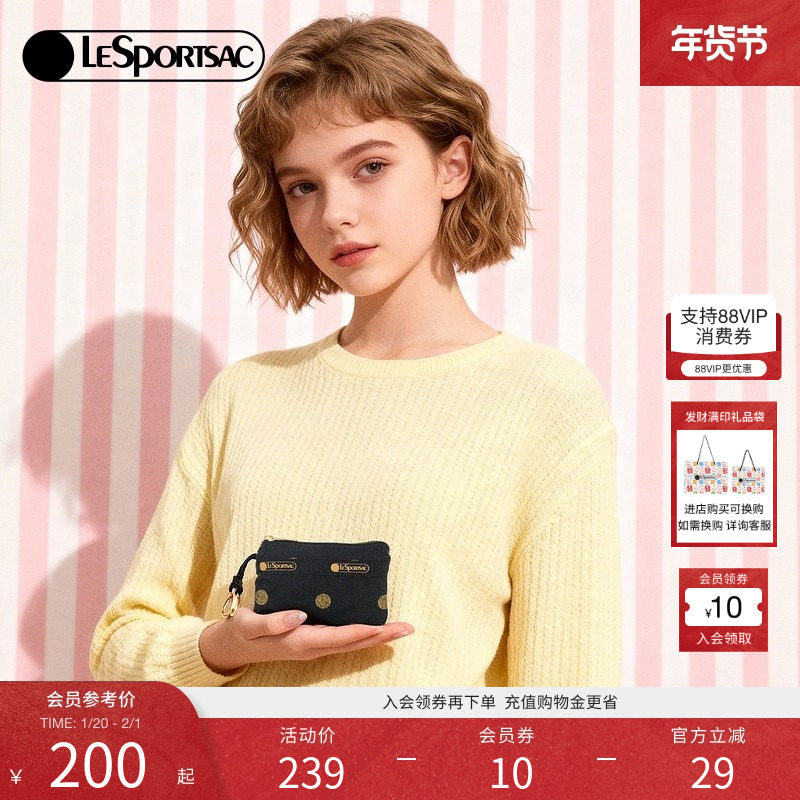 LeSportsac乐播诗新款经典系列高级感金色波点挂件包迷你手拿包,箱包皮具/热销女包/男包,手拿包,淘宝优惠券,粉丝福利购,淘宝优惠卷