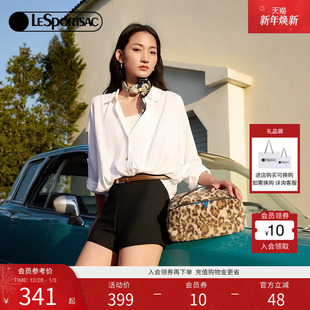 LeSportsac乐播诗2024新款 手提包女 辣妹豹纹化妆收纳包毛绒时尚
