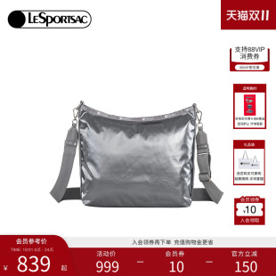 LeSportsac乐播诗新款 CLASSIC系列时髦亮面灰色百搭小方包斜挎包