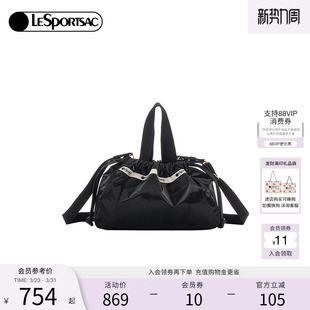 LeSportsac乐播诗新款 CLASSIC系列时髦亮黑色抽绳手提包女斜挎包