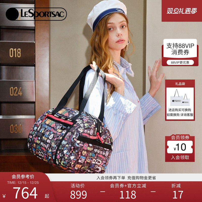 杜雨宸同款LeSportsac乐播诗新款逗鸭小确幸系列满印大容量旅行包