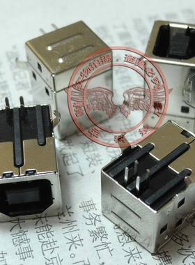 100 全新 打印机USB接口 插座 D型 4针 2固定脚 黑色