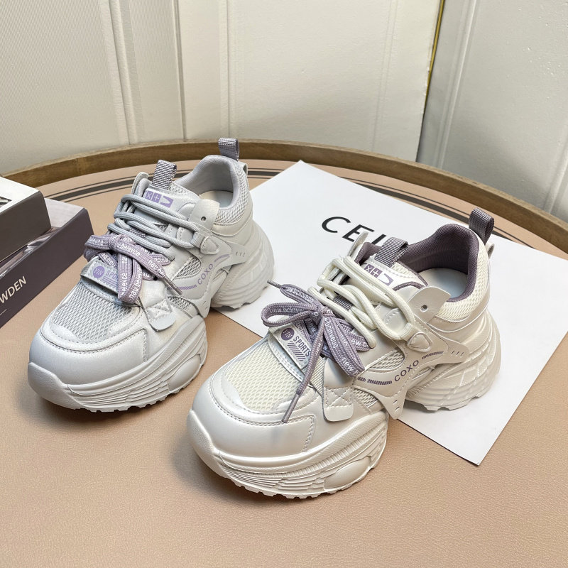 高鹏2026春季新款真皮老爹鞋女厚底增高,女鞋,老爹鞋,淘宝优惠券,粉丝福利购,淘宝优惠卷