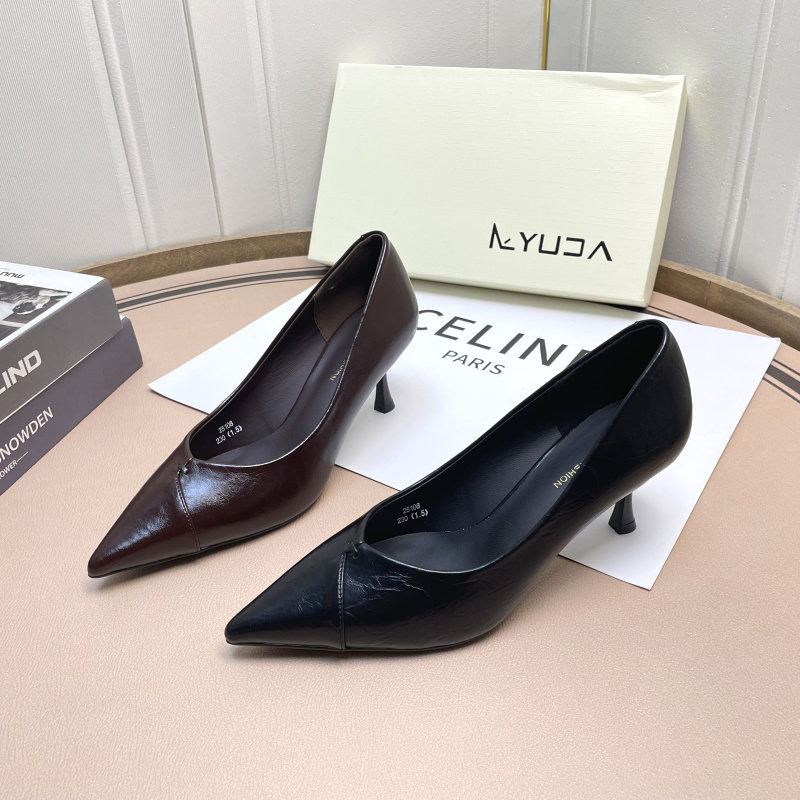 裕达女鞋法式气质高跟鞋女细跟不累脚2025秋新款尖头浅口工作单鞋