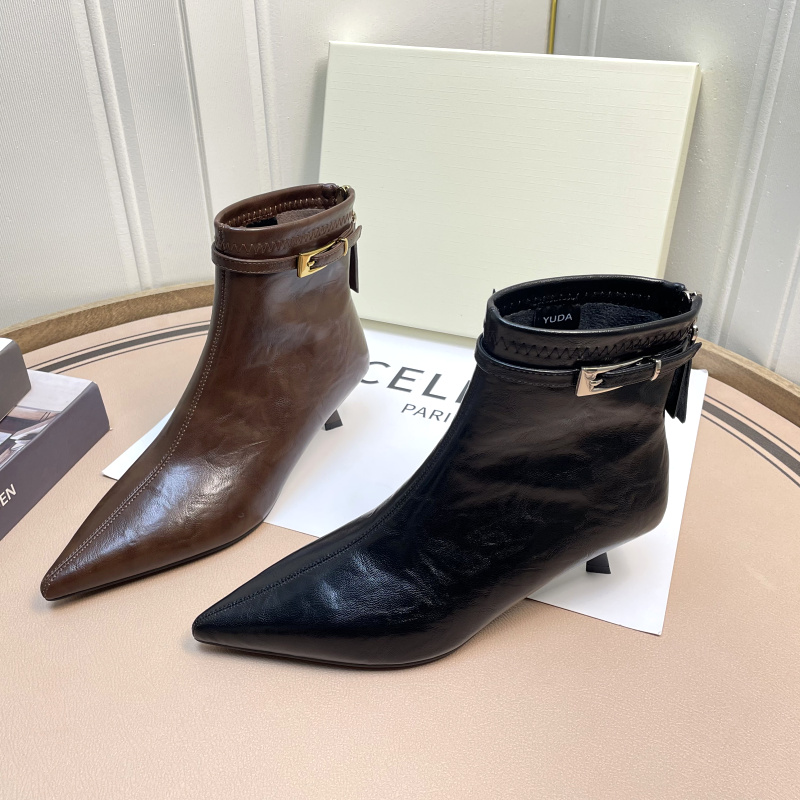 裕达气质尖头短靴女矮跟2025冬季