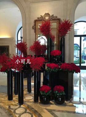 大堂现代水培百合富贵竹路引花瓶