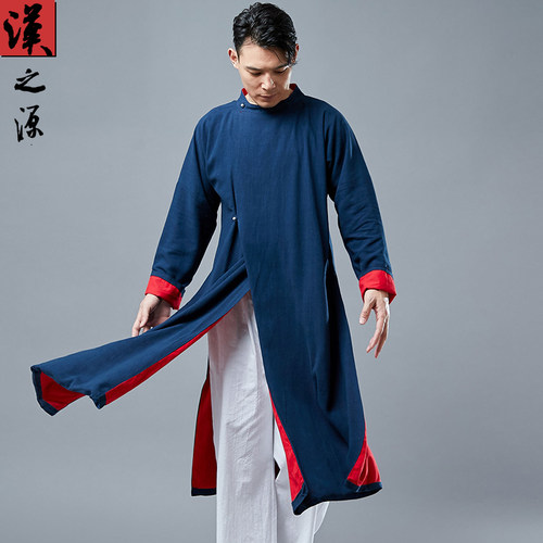 中国风复古开衩改良中长款唐装