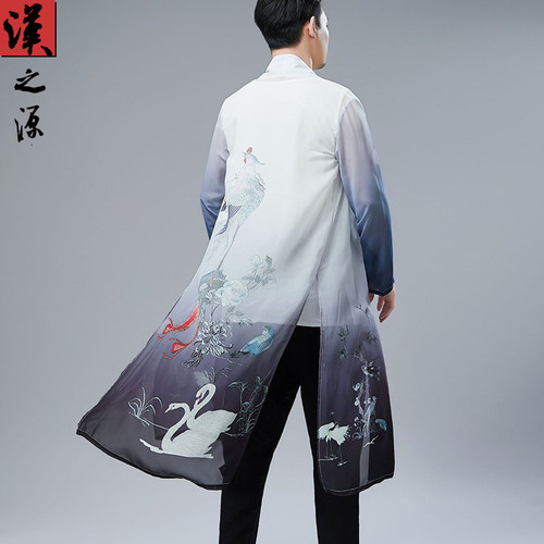 雪纺防晒中式汉服印花风衣外套