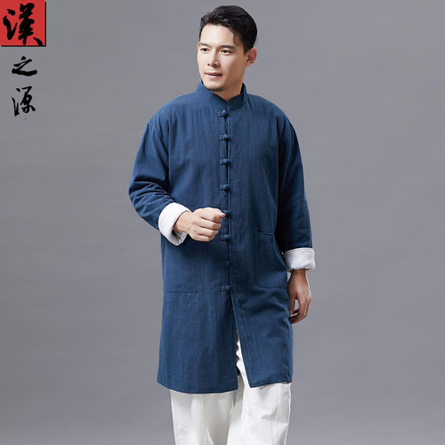 中国风苎麻春秋男装棉麻立领汉服