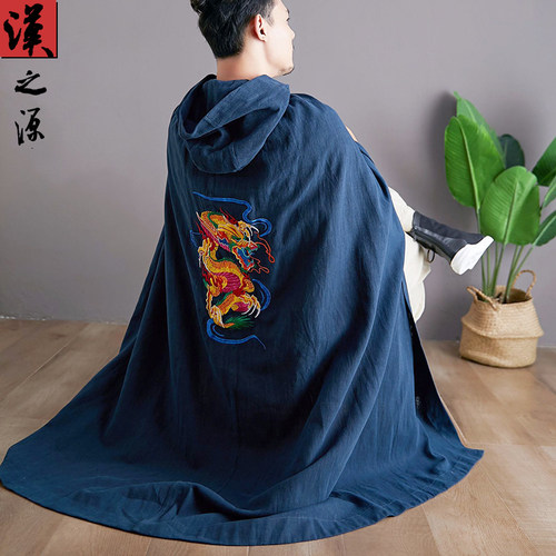 原创连帽刺绣汉服秋冬新款斗篷