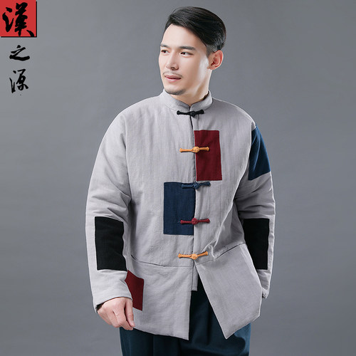 中国风棉衣男冬季中式立领棉麻