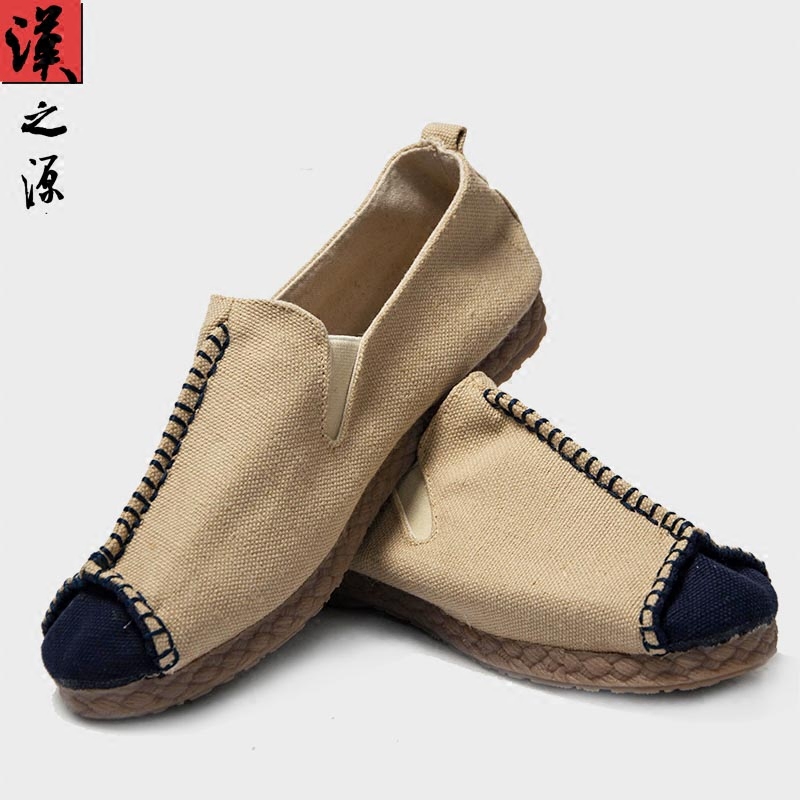 中国风男鞋亚麻低帮鞋复古中式老北京布鞋透气僧鞋禅修居士鞋手工