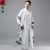 假两件棉麻长衫 演出长袍中国风禅意汉服 唐装 上衣古风男装 立领中式
