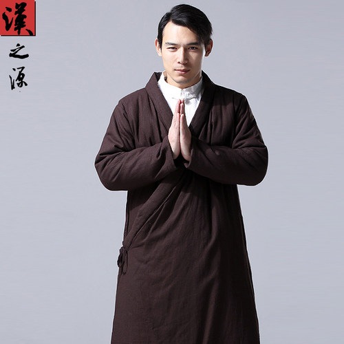 中国风中长款斜襟汉服居士服佛系