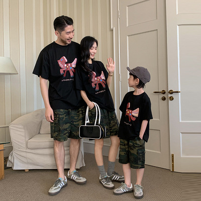 不一样的亲子母女装夏装一家三四口全家装夏季短袖T恤拍照上衣