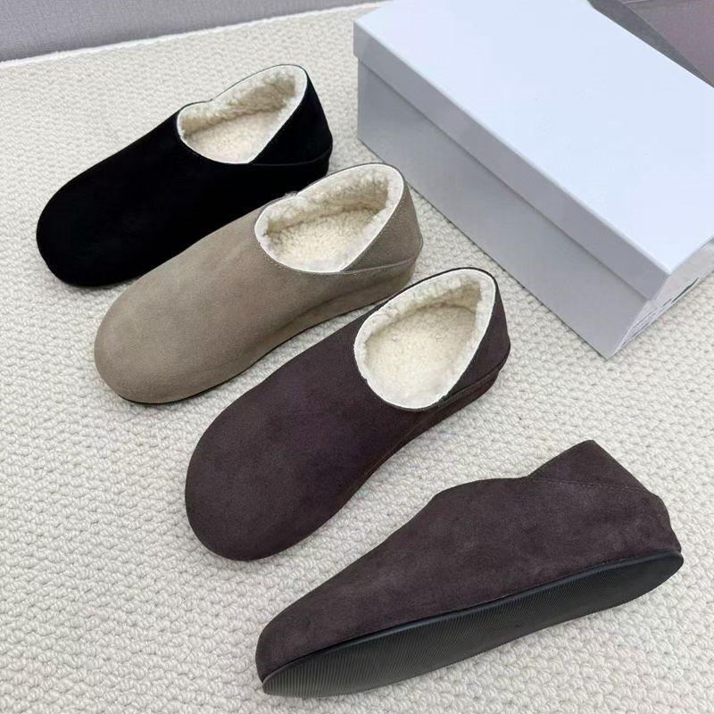 莞货高品质极简风真羊皮毛一体两穿拖鞋毛鞋豆豆鞋懒人乐福鞋女鞋