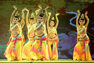 敦煌儿童舞蹈服装云川之舞表演服古典吉祥天女飞天反弹琵琶民族