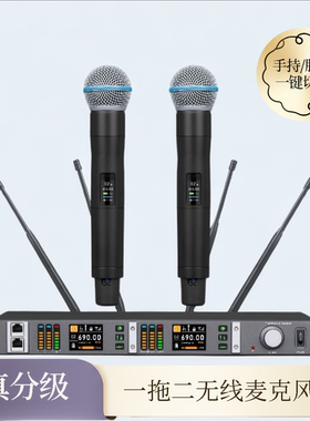 DPZ笛派一拖二真分级无线麦克风手持/腰包一键切换演出租赁专用