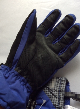 新雪丽加厚防泼水蓝红色拼色冬款滑雪运动保暖男士大码分指手套