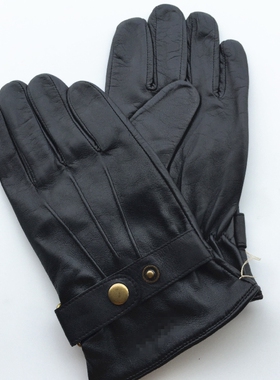 黑色双层薄款真皮羊皮骑行分指男款秋冬休闲时尚柔软保暖护手手套