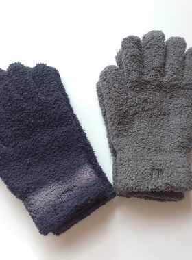 外贸出口藏青灰色针织圈圈绒单边绒秋冬季出行百搭款保暖柔软手套