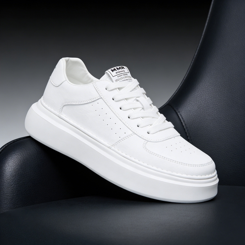 小白鞋男厚底增高通勤板鞋配西裤