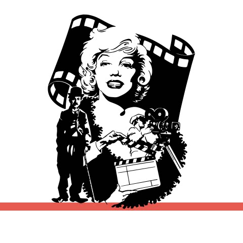 电影明星玛丽莲梦露人物剪影墙贴画影视传媒玻璃门镂空装饰墙贴纸