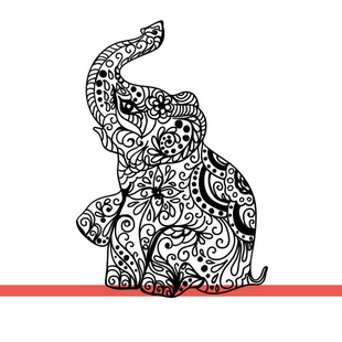 印度Yoga曼海蒂大象图案瑜伽房馆墙贴画玻璃门装饰壁画背景墙贴纸