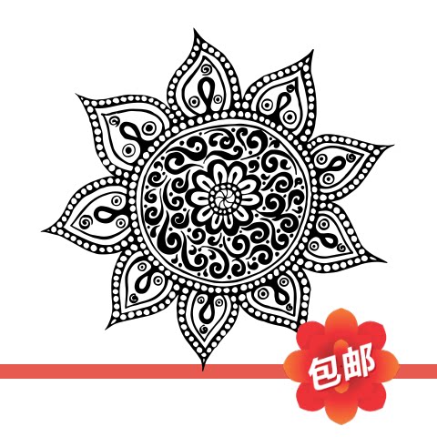 yoga瑜伽墙贴画曼陀罗mandala印度馆瑜伽馆养生馆玻璃装饰墙贴纸