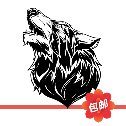 野生动物狼王狼头图案图腾创意墙贴画狼道玻璃镂空装饰自粘墙贴纸