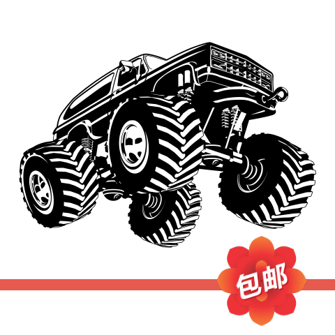 重力四驱卡车墙贴画山地户外运动越野汽车4s店玻璃镂空装饰墙贴纸