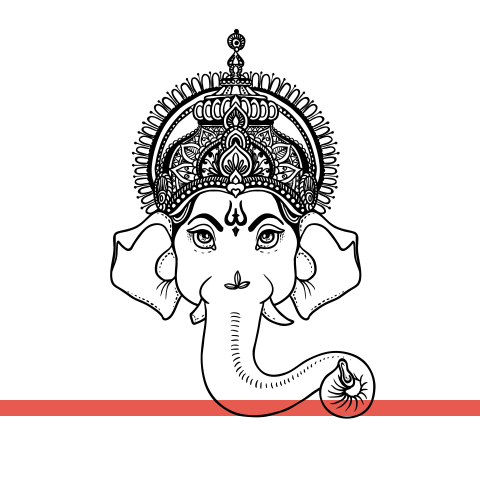 印度神象象鼻神瑜伽贴舞蹈室练功房瑜伽房玻璃门窗装饰背景墙贴纸