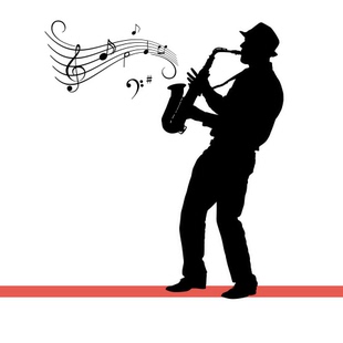 音乐萨克斯爵士乐团人物乐器音符墙贴画海报玻璃门镂空装饰墙贴纸