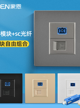 86型七八类屏蔽直通千兆网络信息带光纤网线二合一组合面板光宽带