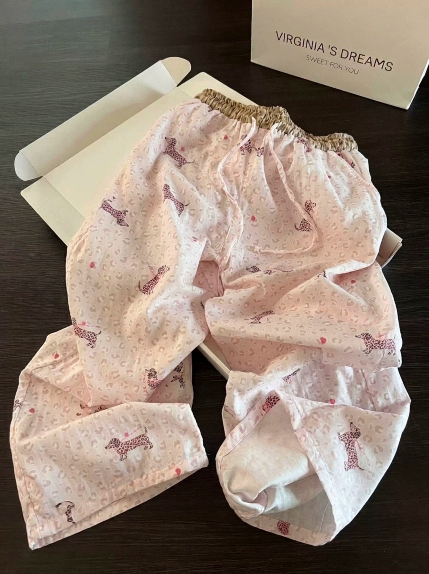 夏季日系豹纹高腰松紧家居裤女