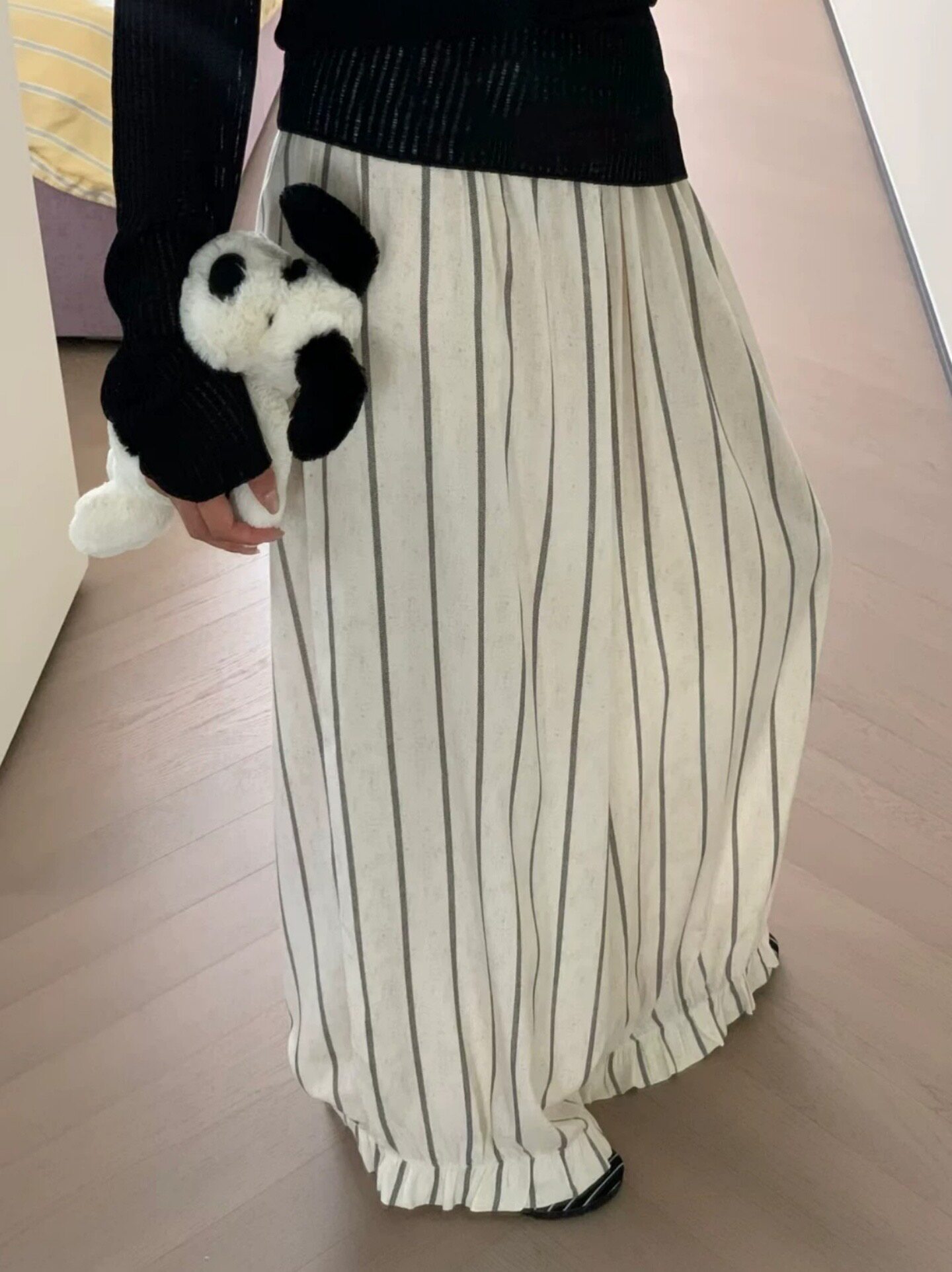 夏季甜美条纹可外穿宽松睡裤女