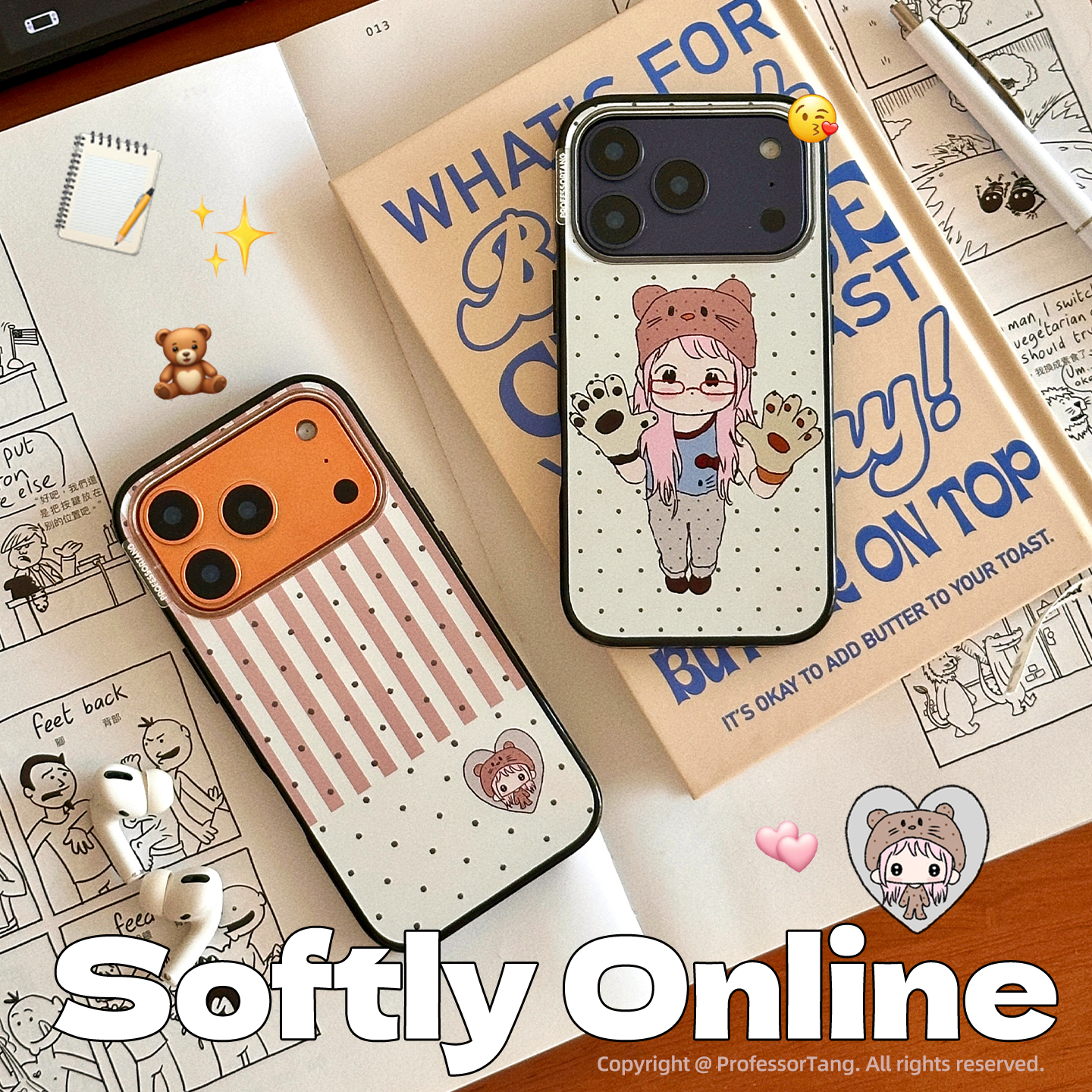 可爱波点女孩手机壳磁吸