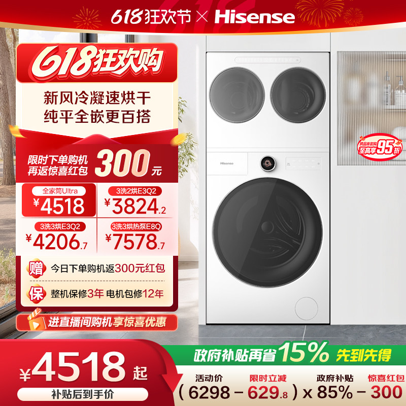 海信棉花糖三筒活水分区洗衣机