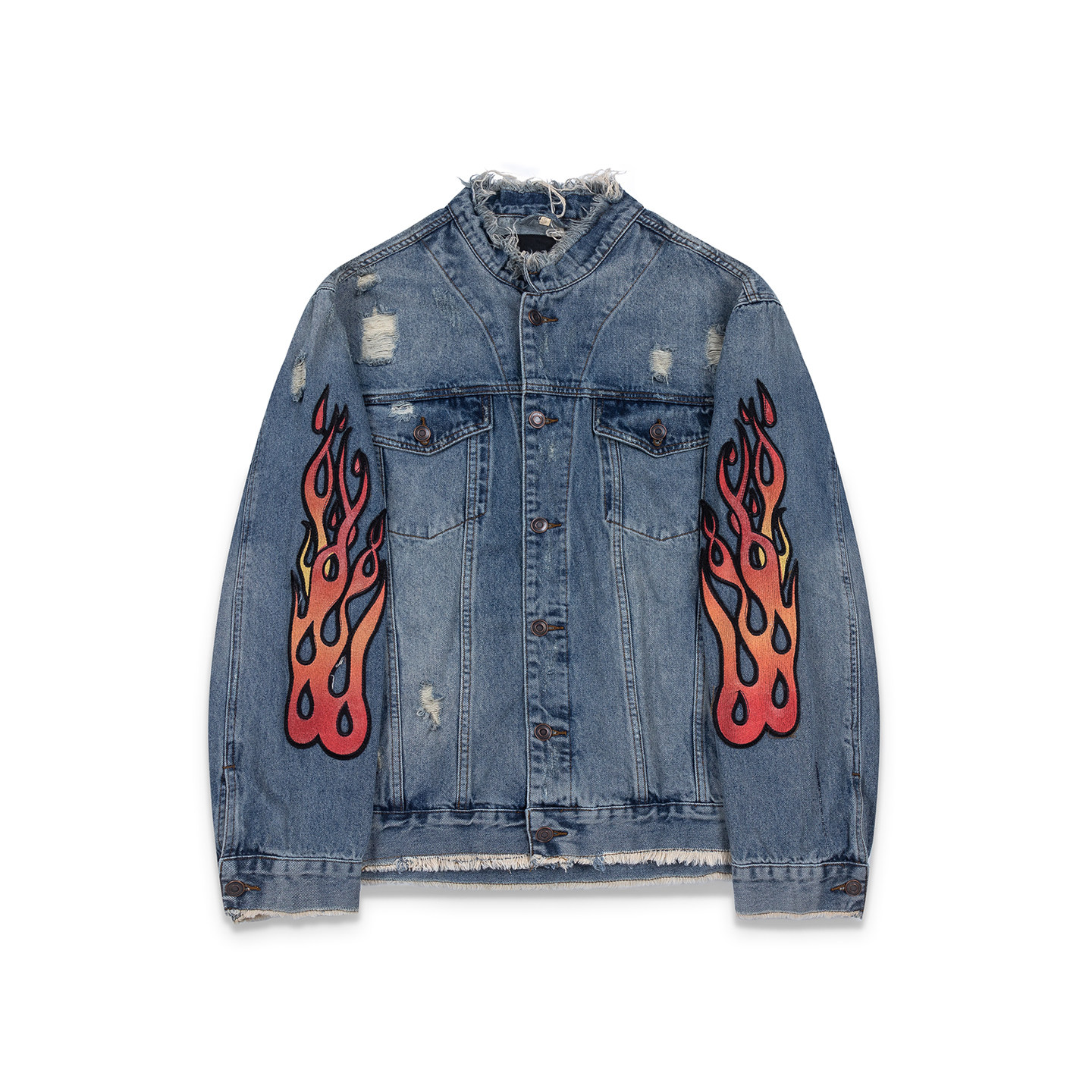 FOGXX VINTAGE王嘉尔同款巴黎风刺绣火焰旧美式休闲牛仔夹克外套,男装,夹克,淘宝优惠券,粉丝福利购,淘宝优惠卷