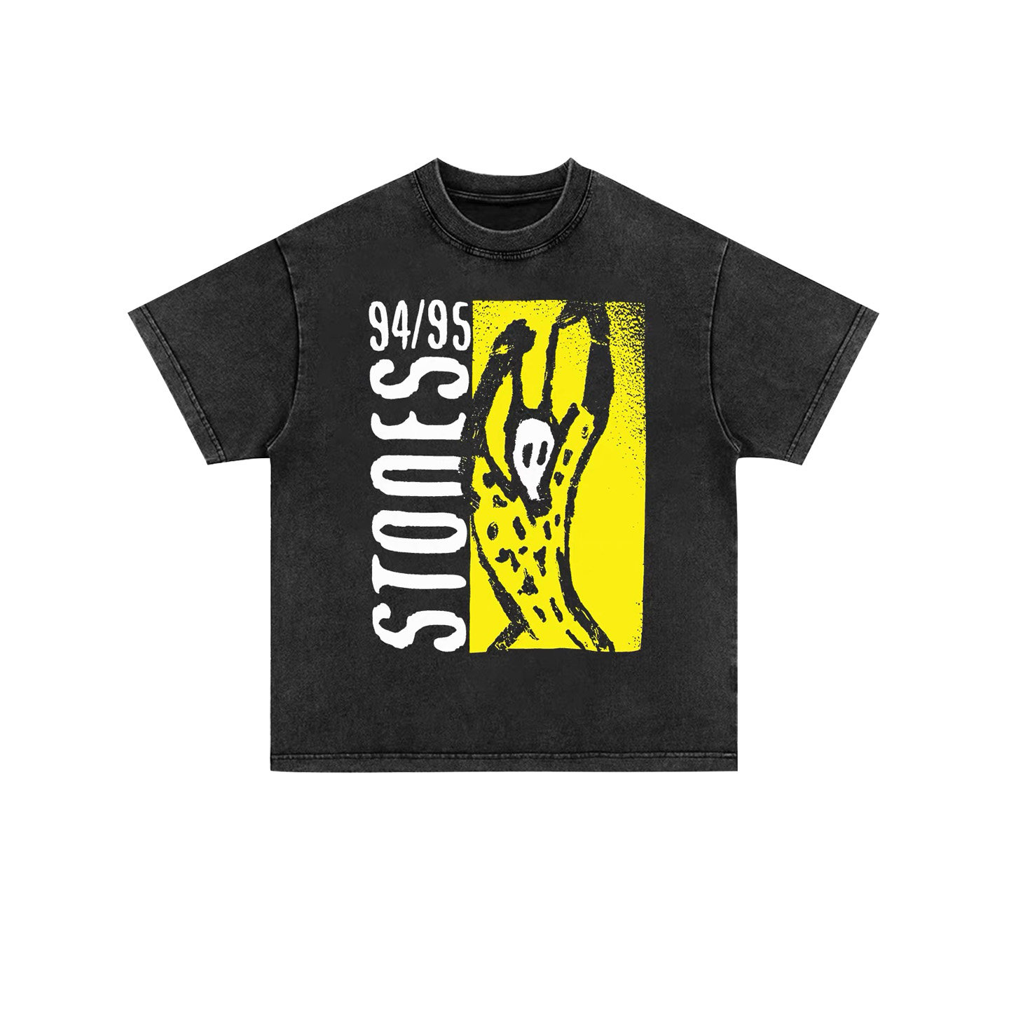 fogxx vintage权志龙同款GD滚石印花宽松短袖美式复古t恤夏季男士