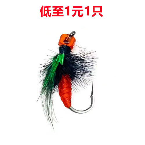 飞蝇钩带羽毛微五苍蝇钩