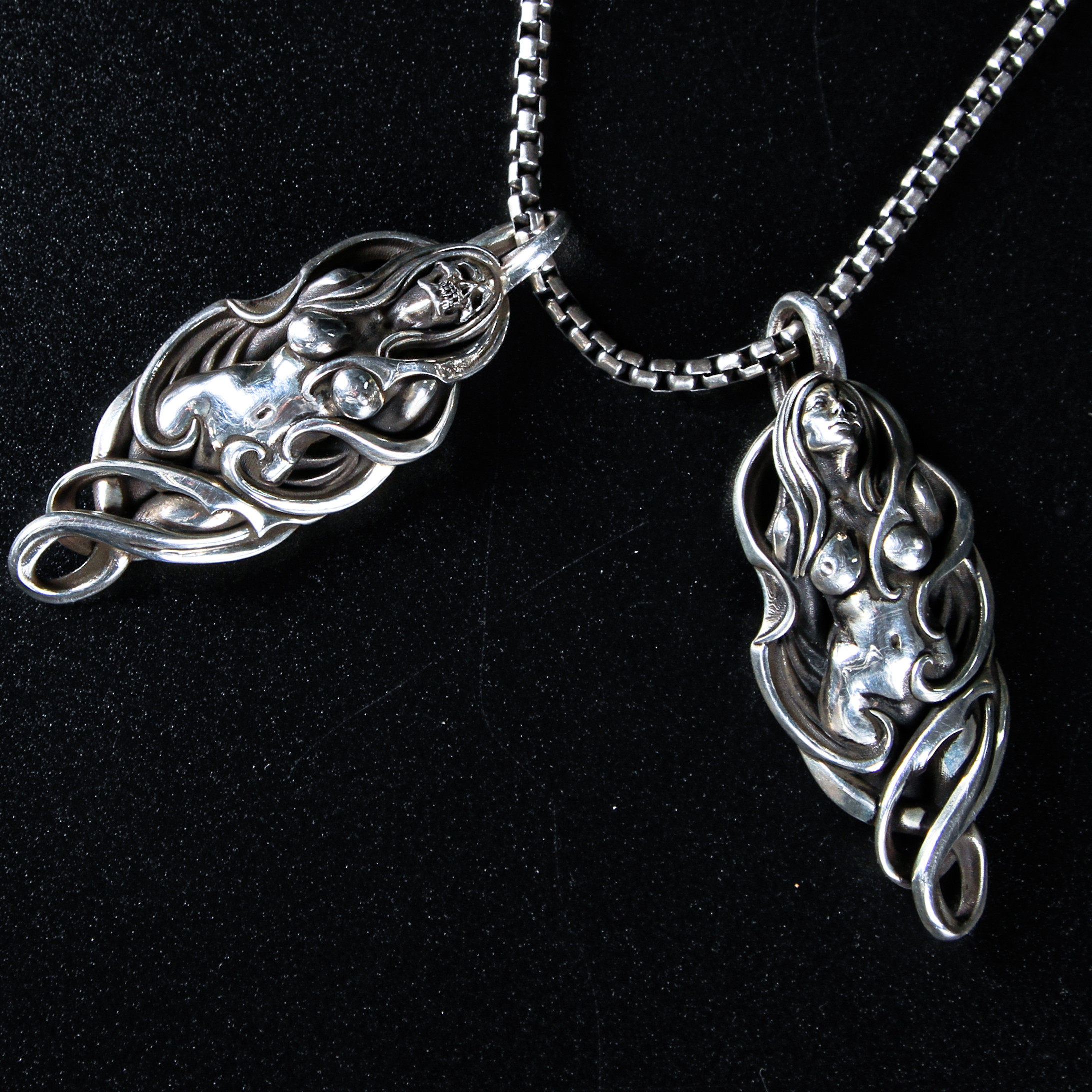 渡鸦暗黑红粉骷髅一场梦纯银吊坠