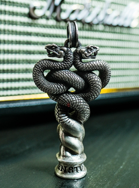 渡鸦专属欧美手工纯银双头蛇吊坠