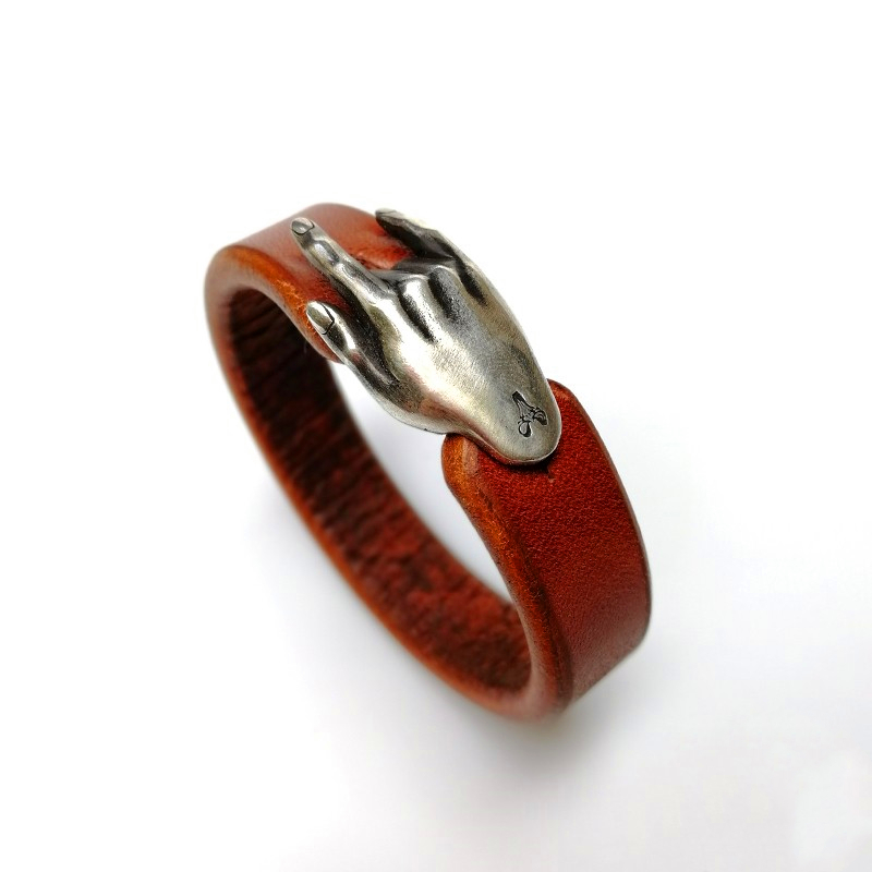 渡鸦欧美纯银配件枥木皮情侣手环