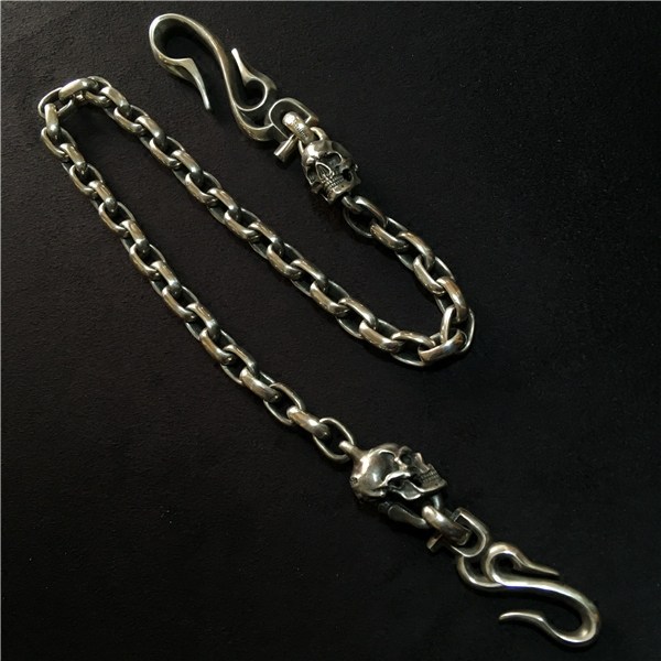 渡鸦专属手工纯银骷髅头骨裤链